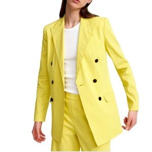 Theory Bright Lime Eco Crunch Double-Breasted Taylor Blazer